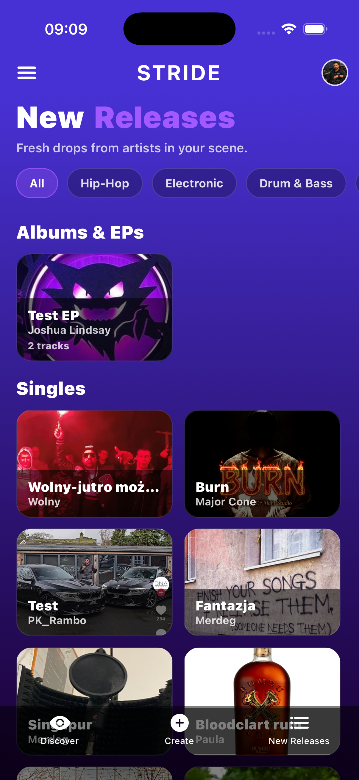 STRIDE new releases screen